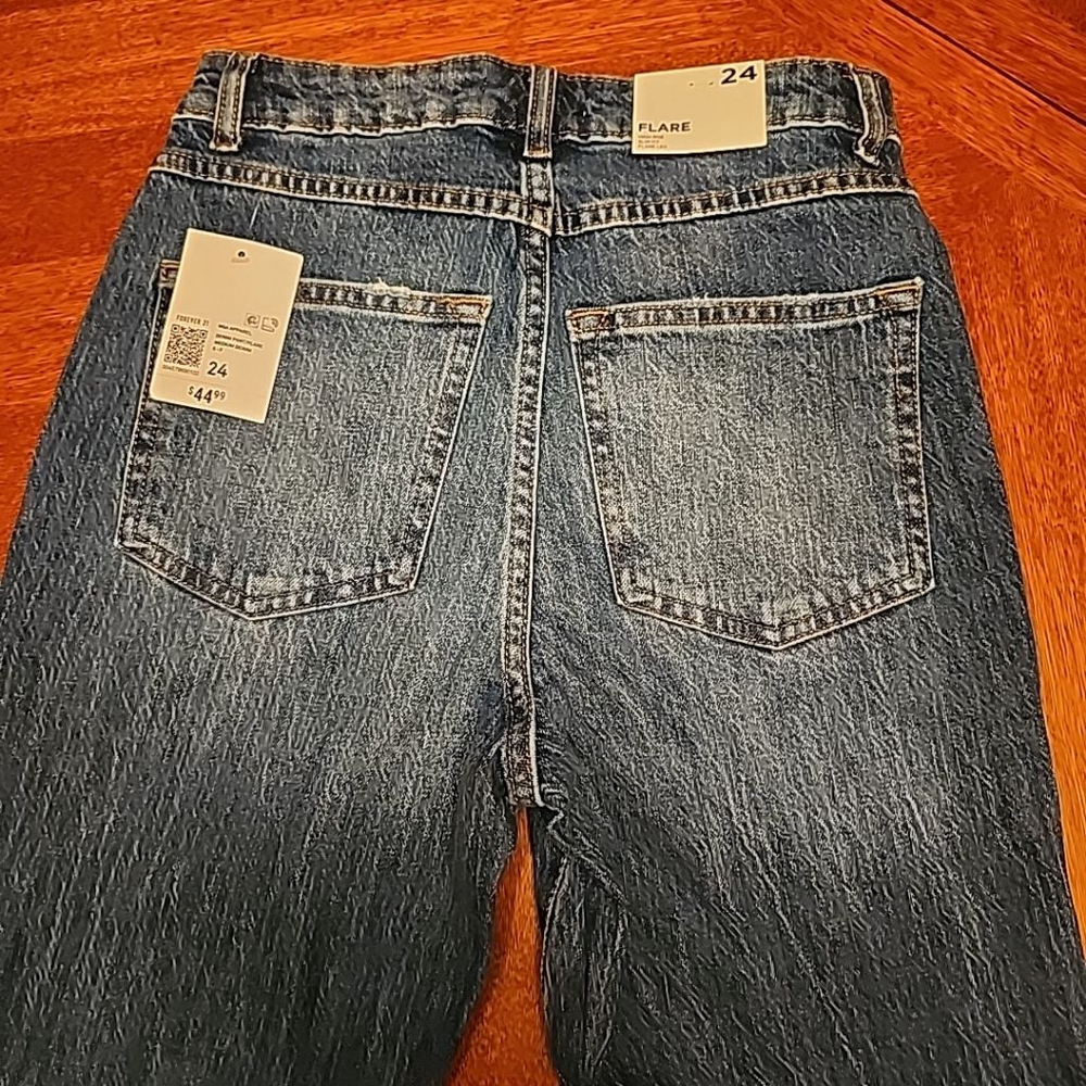Size 24 Forever 21 Flare Embroidered Jean - Picture 6 of 9